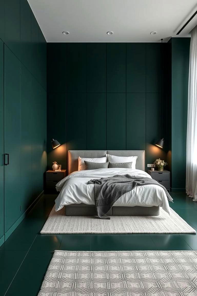Floor to Ceiling Green Panelling Immersion - 24 Green Panelling Bedroom Ideas