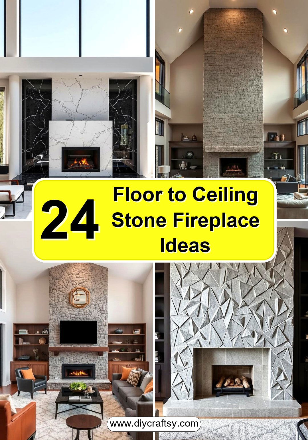 Floor to Ceiling Stone Fireplace Ideas