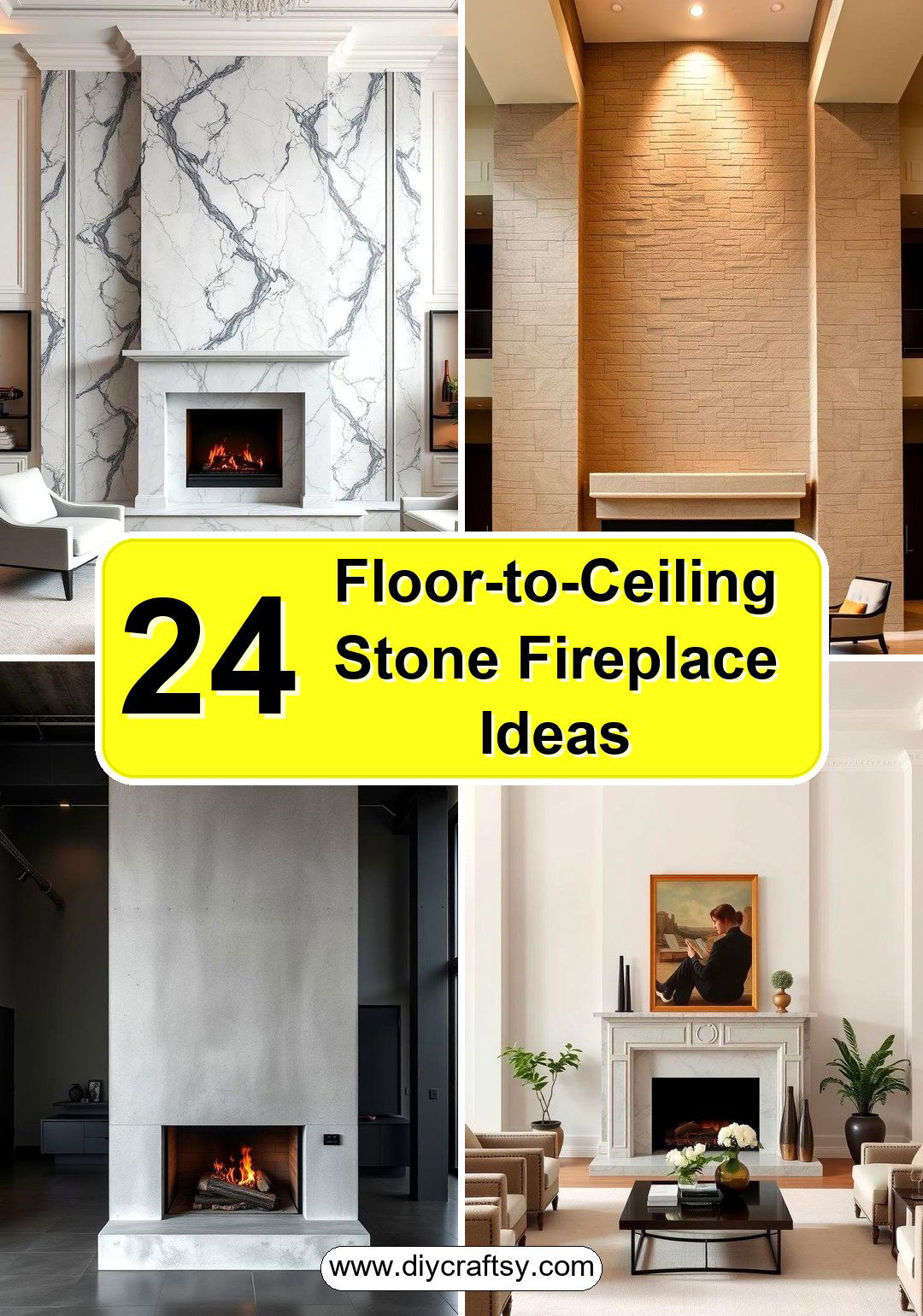 Floor-to-Ceiling Stone Fireplace Ideas