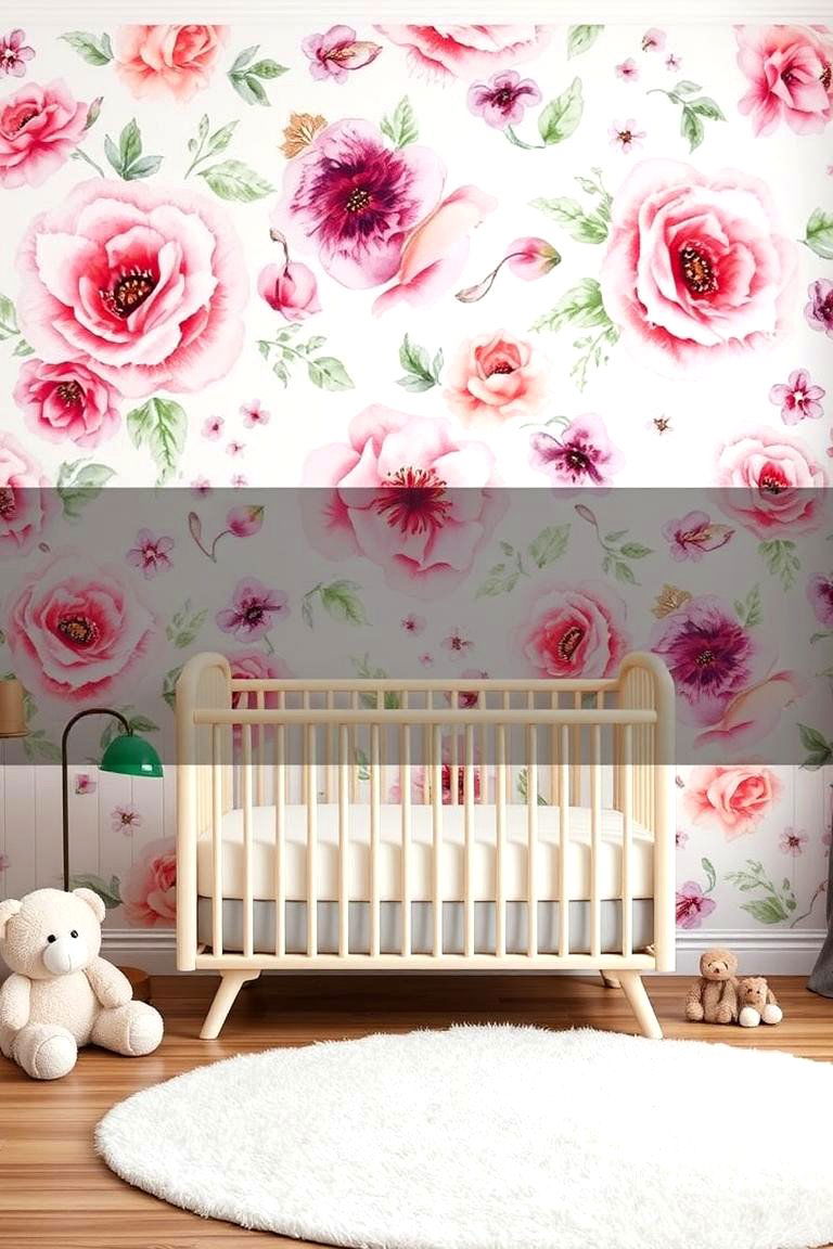 Floral Accent Walls - 24 Baby Girl Nursery Ideas