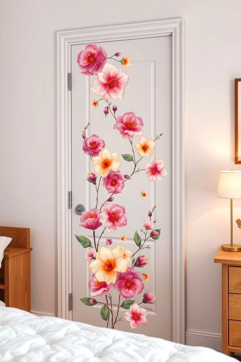 Floral Accents for a Charming Entrance - 24 Bedroom Door Decorating Ideas