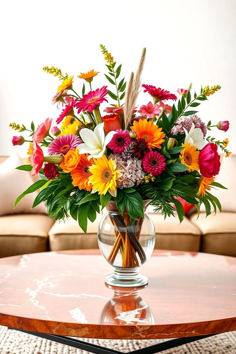 Floral Elegance Centerpiece - 24 Coffee Table Centerpiece Ideas