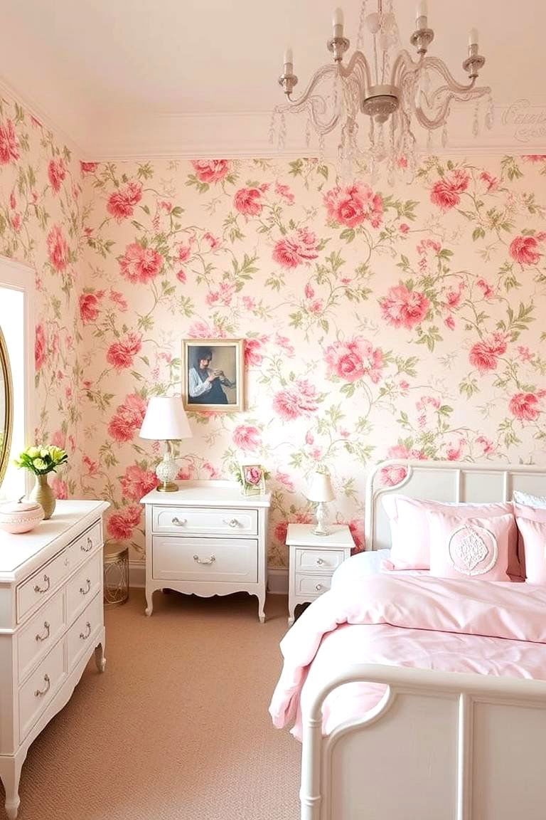 Floral Fantasy Embrace - 24 Pink and Green Bedroom Ideas