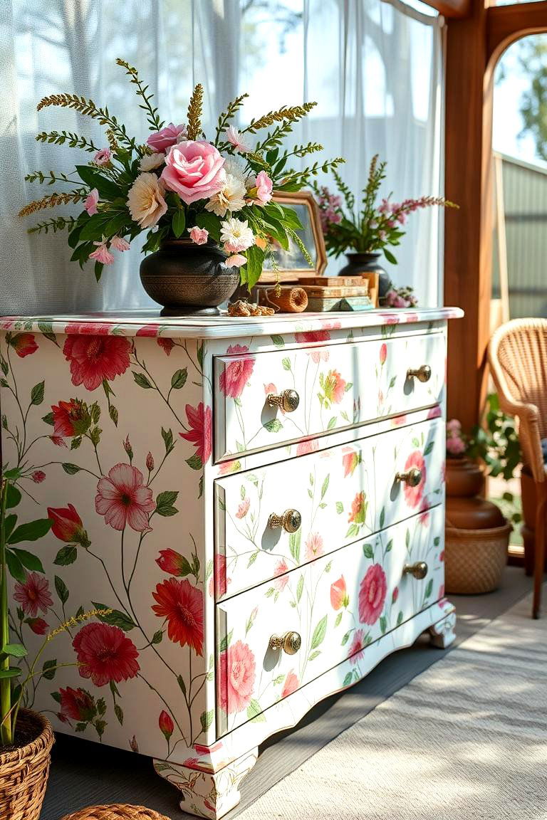 Floral Fantasy with Botanical Prints - 24 Dresser Decor Ideas