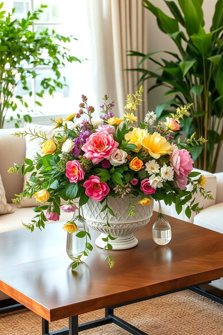 Floral Freshness - 24 Sofa Table Decor Ideas