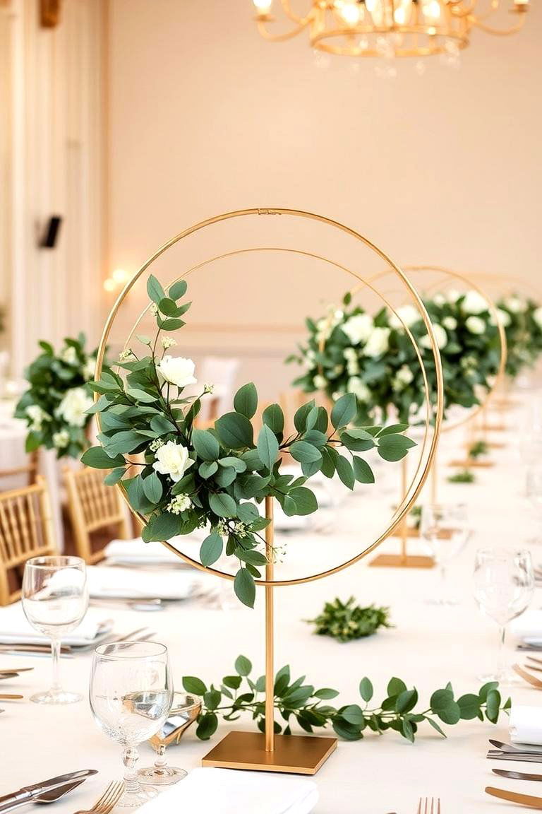 Floral Hoop Centerpieces - 24 Rehearsal Dinner Centerpiece Ideas