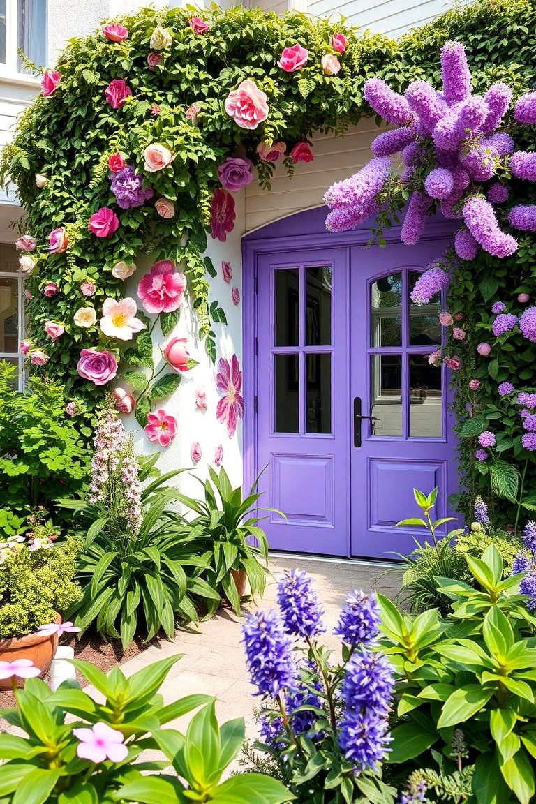 Floral Infused Purple Accents - 24 Purple House Exterior Ideas