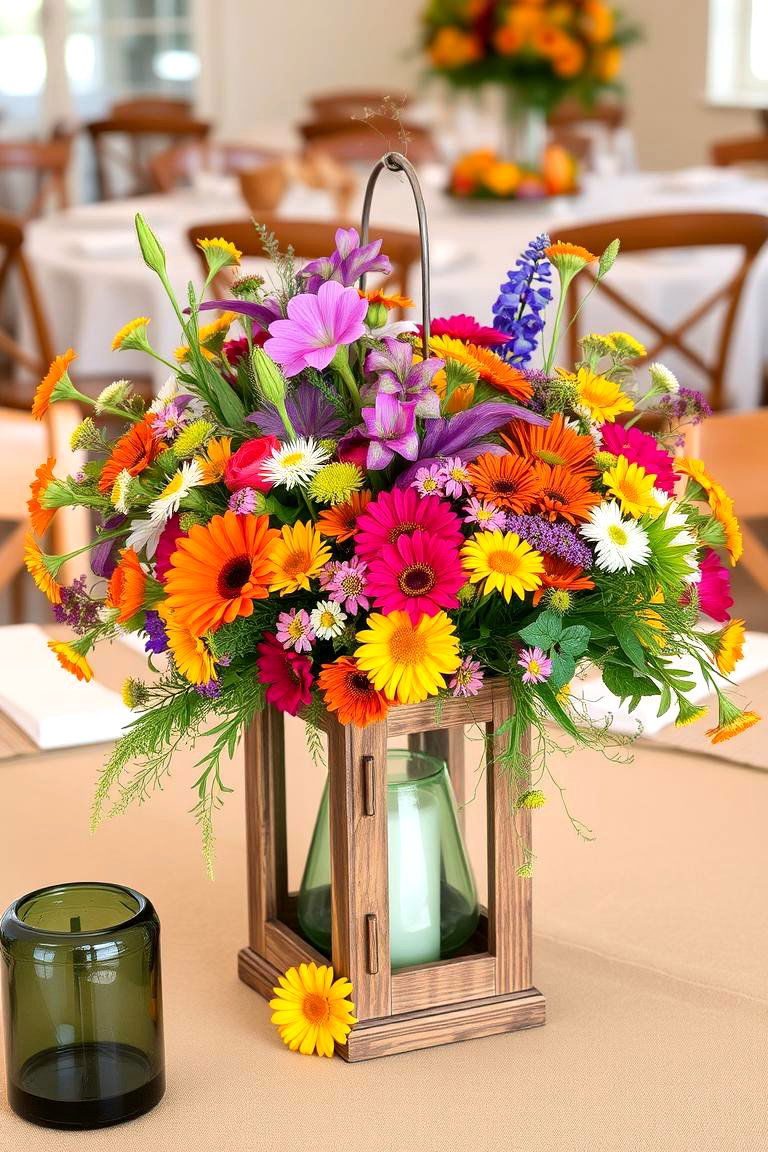 Floral Lantern Centerpiece - 24 Lantern Decor Ideas