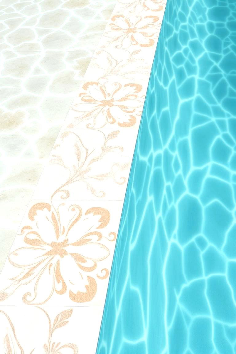 Floral Patterned Tiles - 24 Waterline Pool Tile Ideas