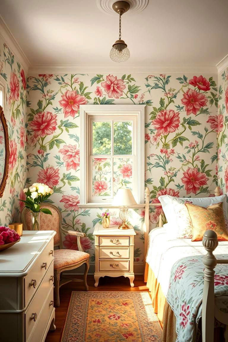 Floral Patterned Wallpaper Delight - 24 Grandmillennial Style Bedroom Ideas