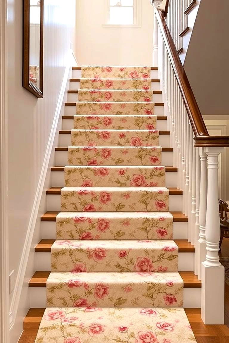 Floral Print Runner - 24 Stair Runner Ideas