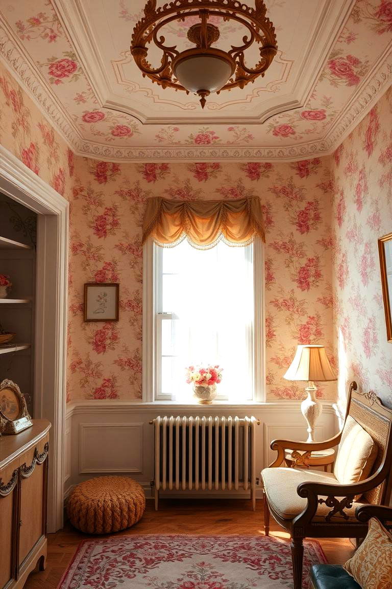 Floral Wallpaper Elegance - 24 Pink and Gold Bedroom Ideas