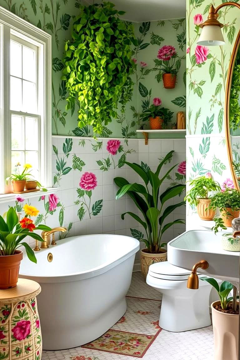 Floral and Botanical Touches - 24 Cottage Bathroom Ideas