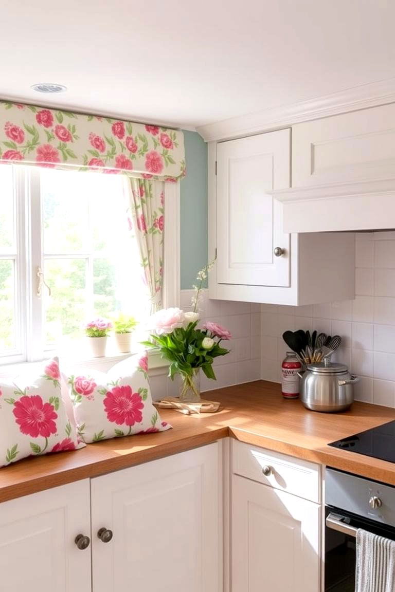 Floral and Gingham Fabrics - 24 Shabby Chic Kitchen Ideas