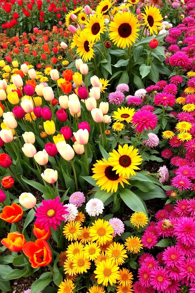 Flower Bed with Seasonal Blooms - 24 Flower Bed Ideas