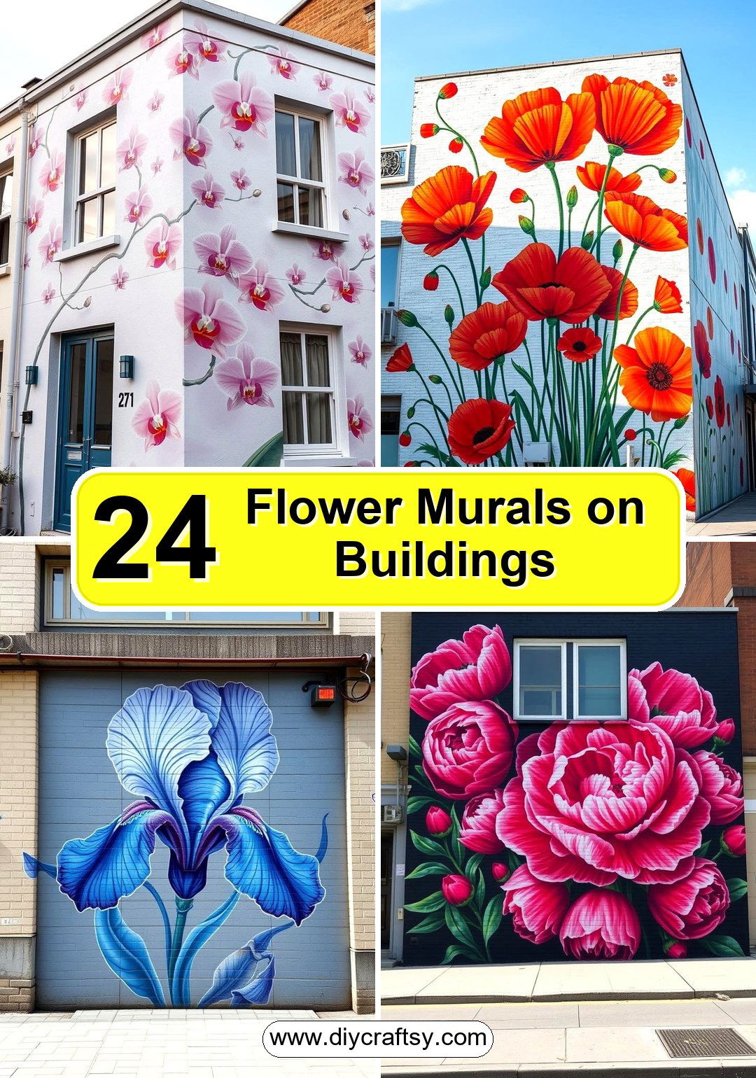 Flower Murals on Buildings