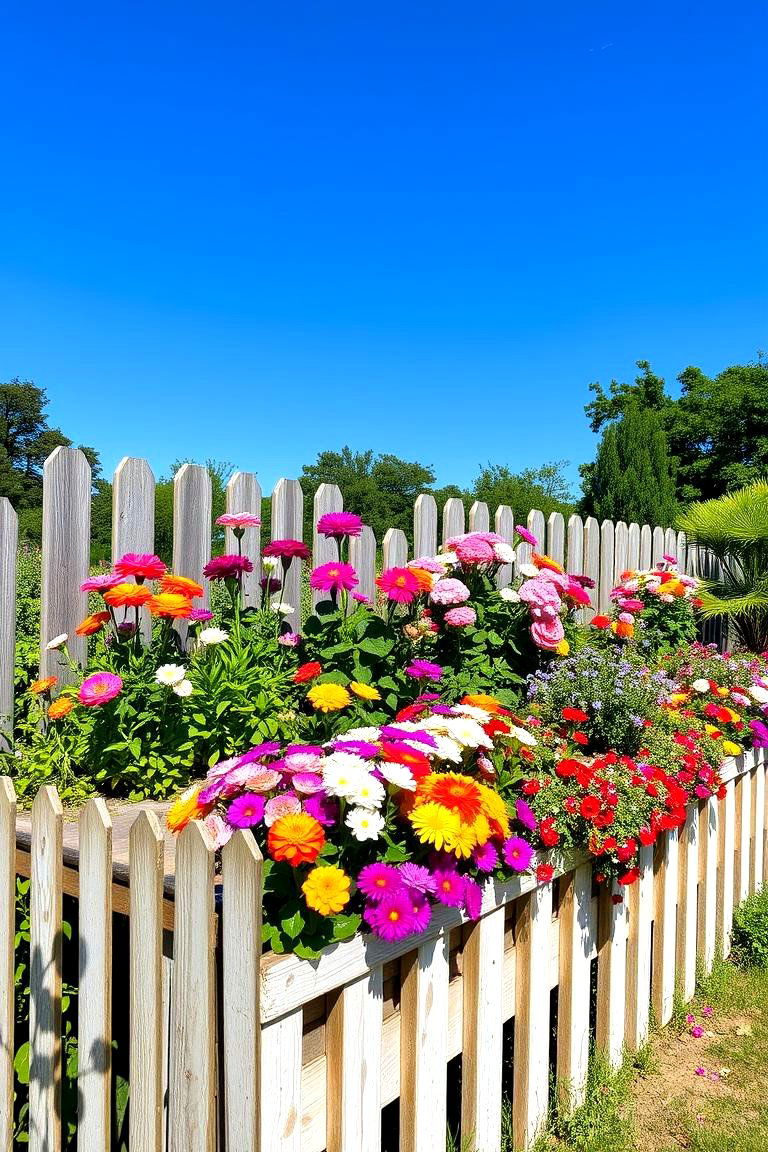 Flower Oasis Display - 24 Raised Garden Bed Along Fence Ideas