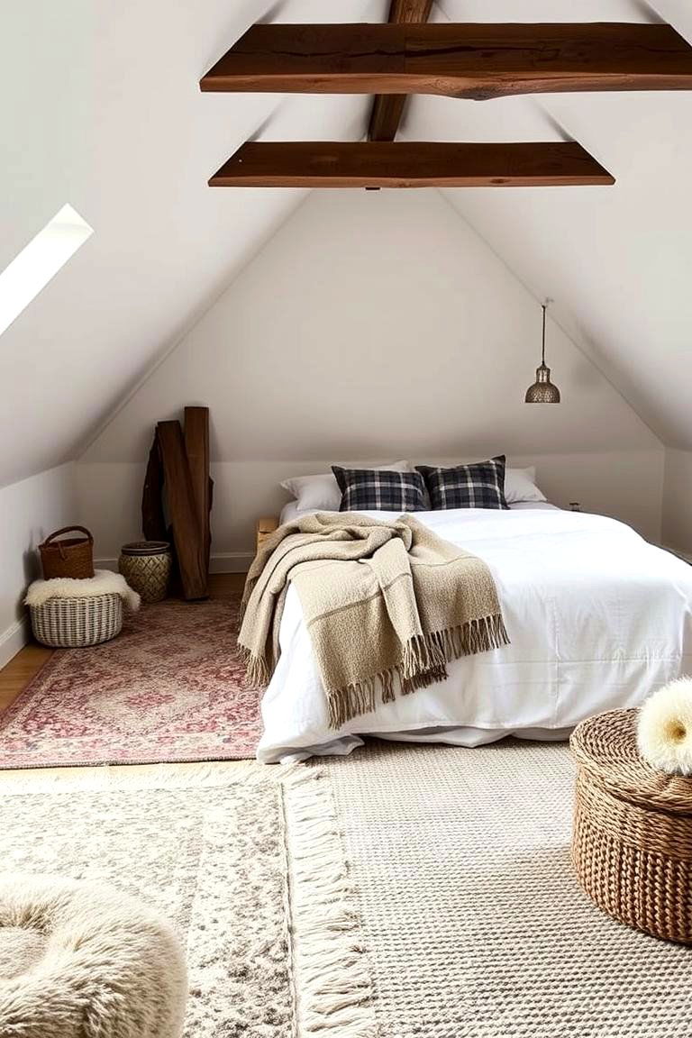 Focus on Comfort with Layered Textures - 24 Attic Bedroom Ideas