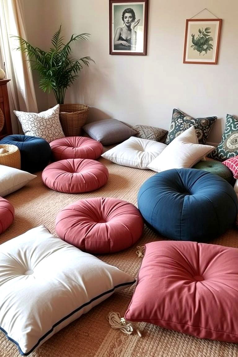 Focus on Comfortable Floor Seating - 24 Cozy Living Room Ideas