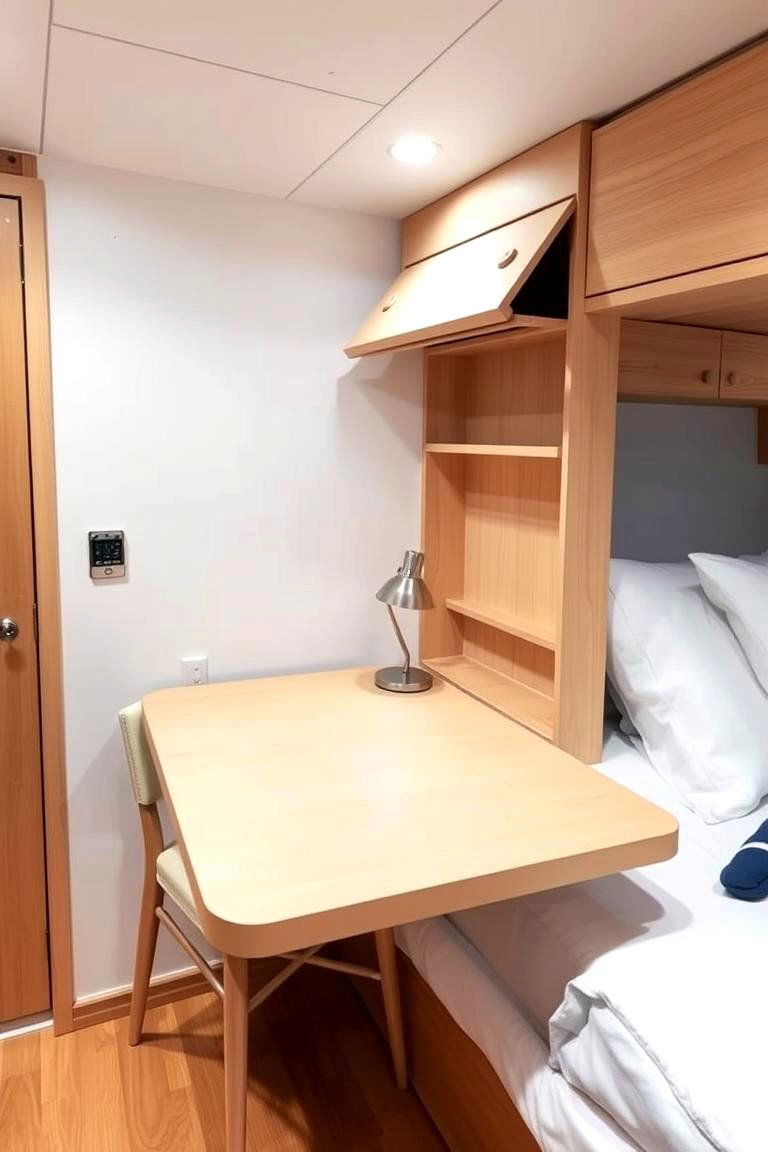 Fold Out Desk for a Flexible Workspace - 24 yacht bedroom ideas