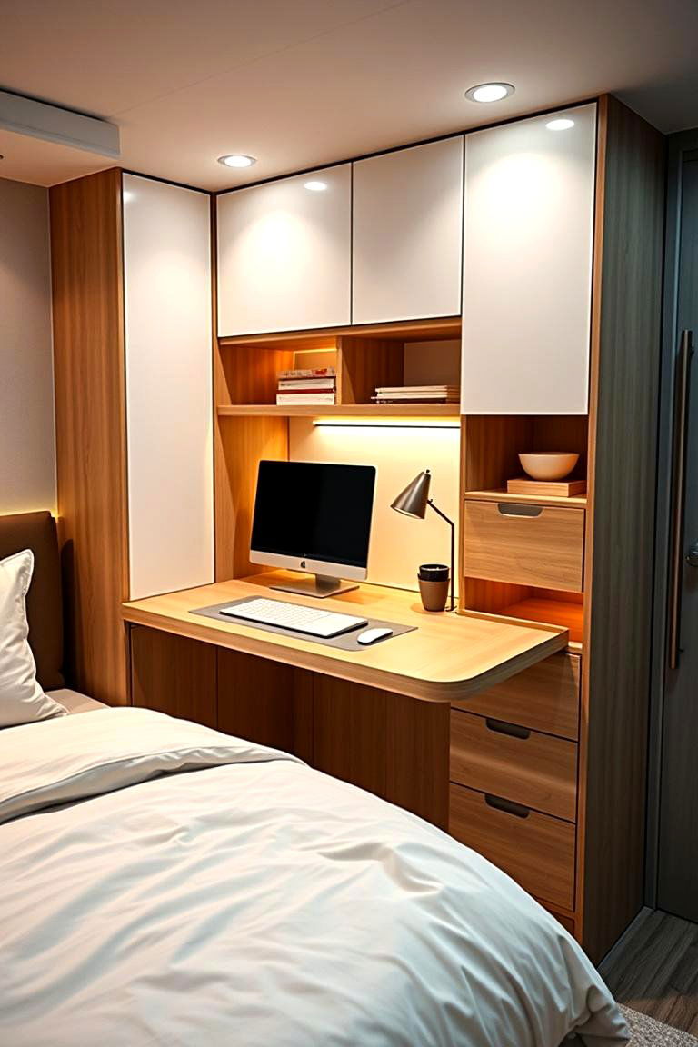 Fold Out Desks with Concealed Storage - 24 Bedroom Storage Ideas
