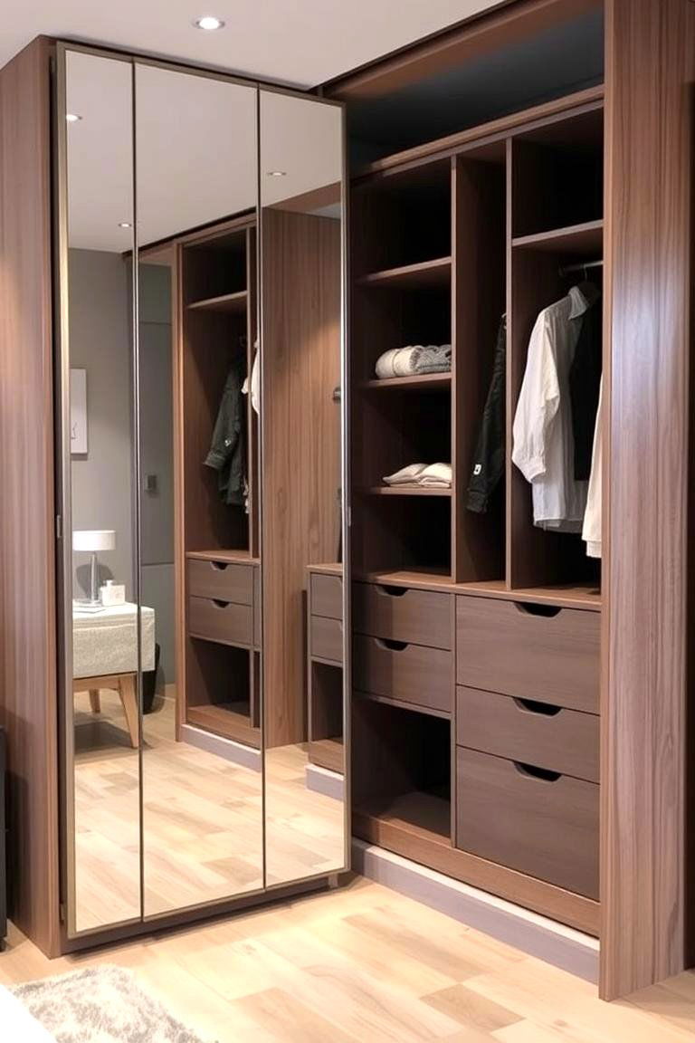 Fold Out Mirror Wardrobe - 24 Built-in Wardrobe Ideas Around a Bed