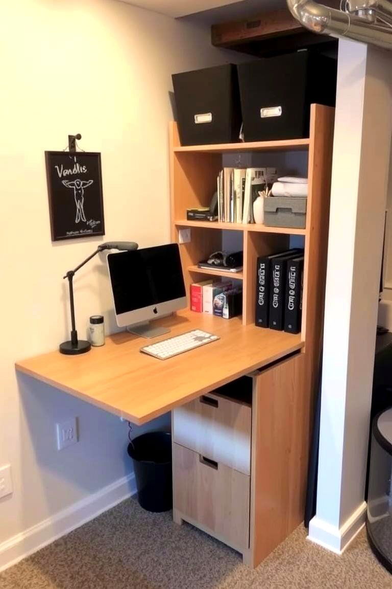 Fold out Desks for a Functional Workspace - 24 Basement Storage Ideas