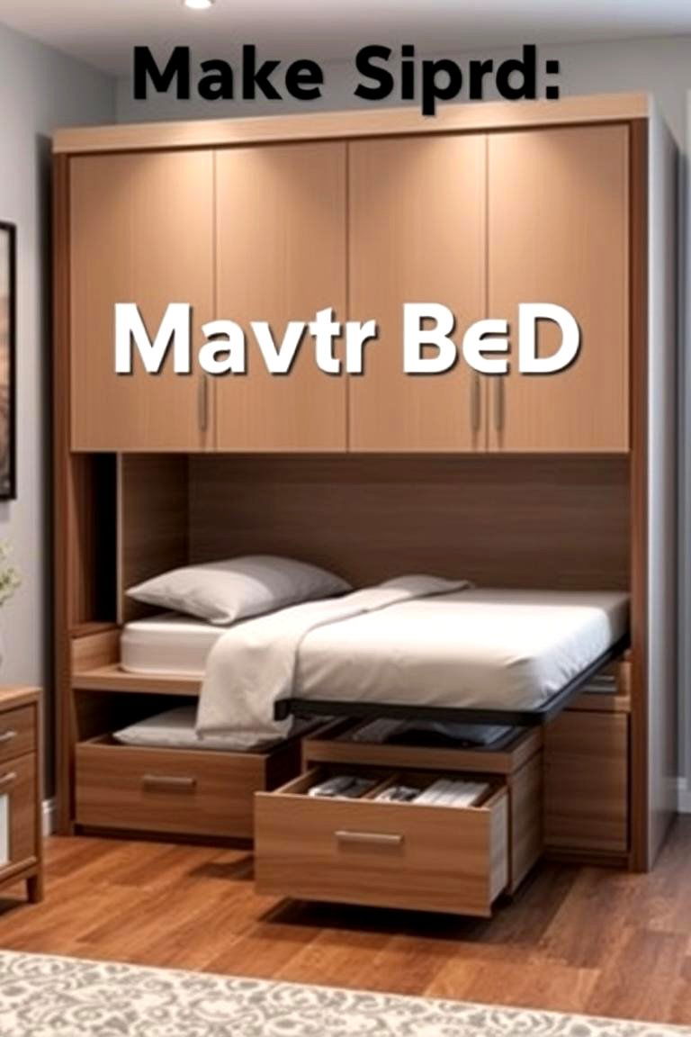 Fold out Murphy Bed with Side Storage - 24 Murphy Bed Ideas