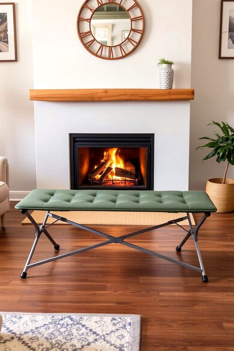 Foldable Bench for Versatility - 24 Fireplace Bench Ideas