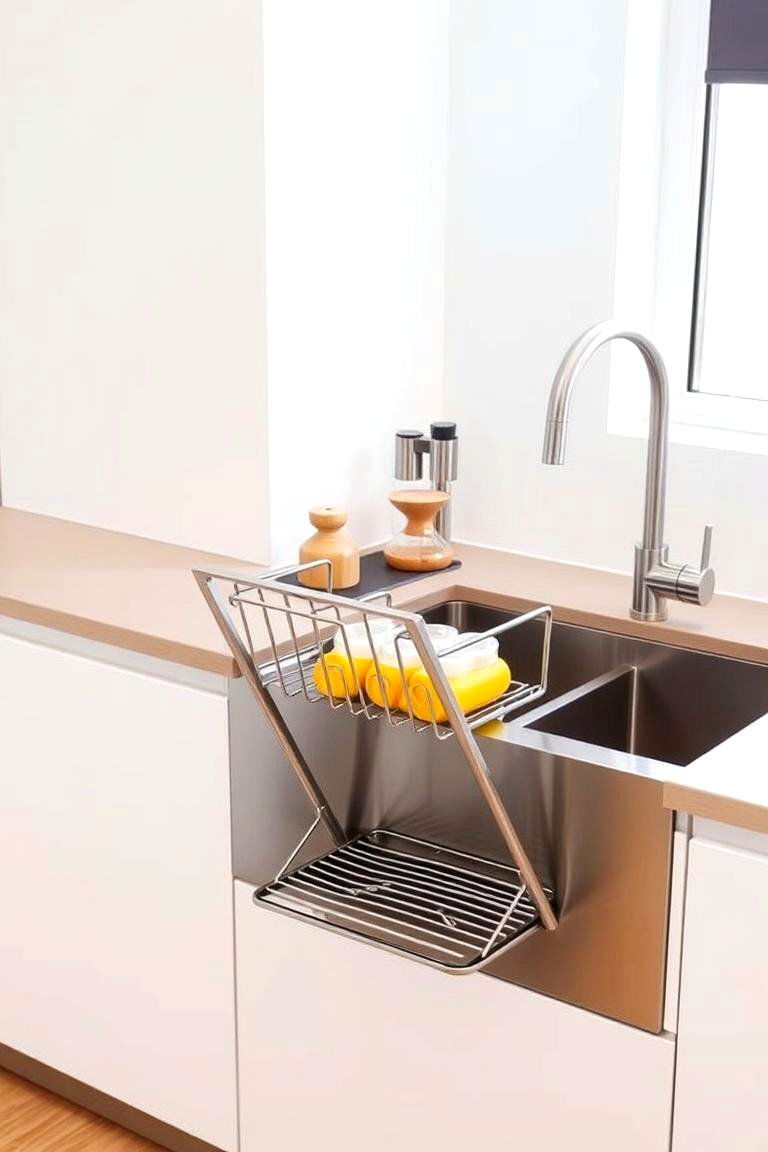 Foldable Drying Rack Integration - 24 Kitchen Sink Organization Ideas