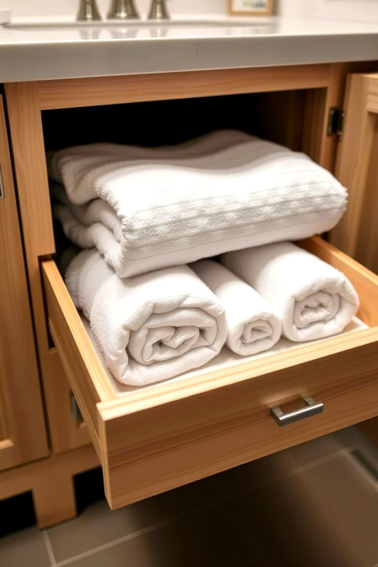 Folded in Drawers Hidden Organization - 24 Towel Display Ideas