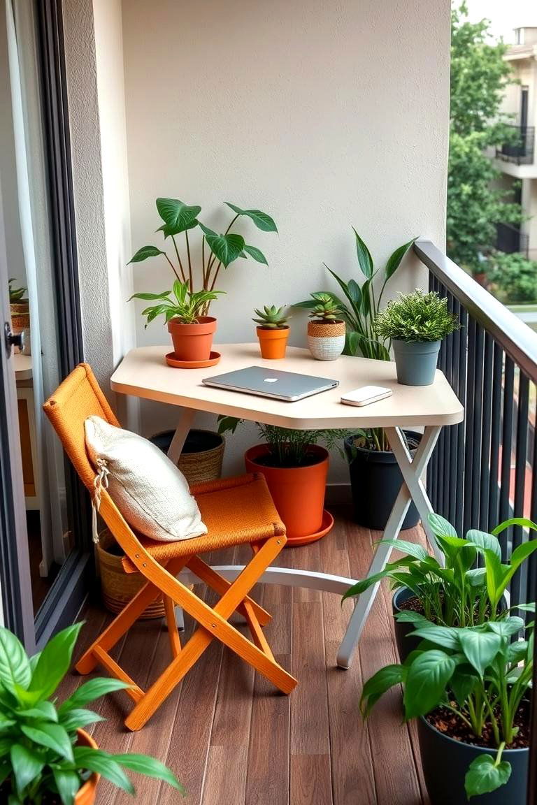 Folding Desk for Space Efficiency - 24 Balcony Office Ideas