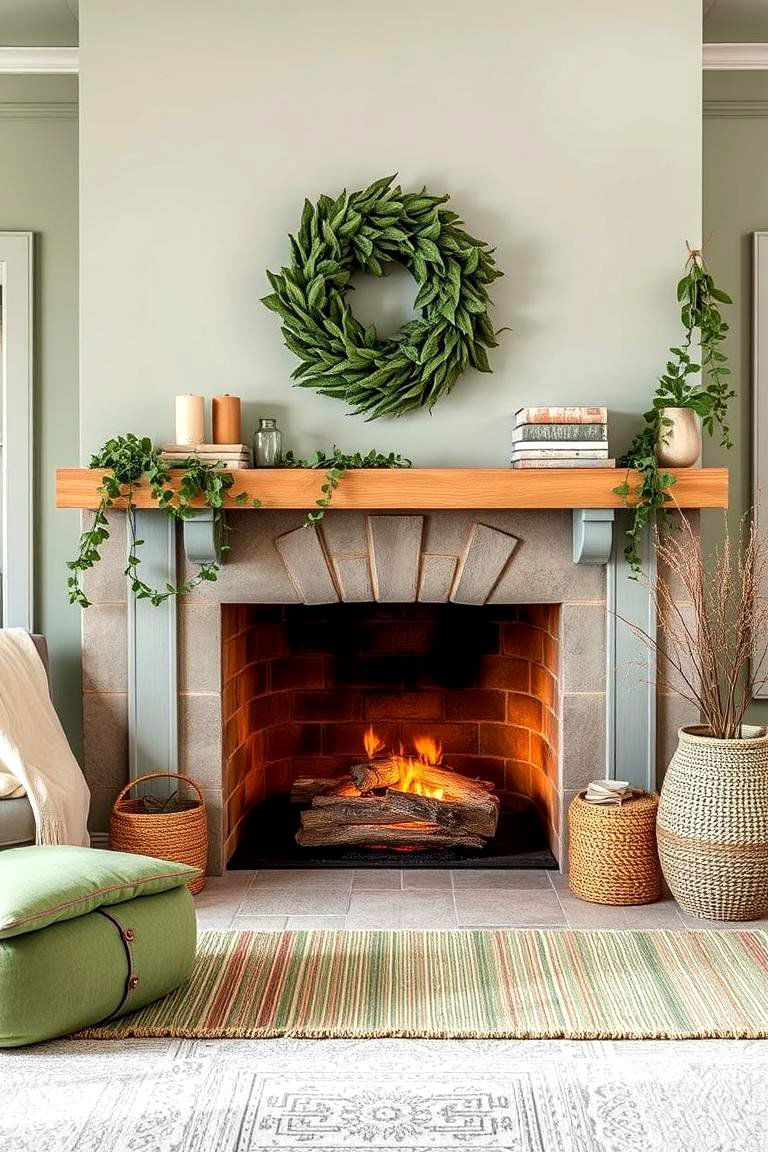 For a Cozy Sage Green Hearth Backdrop - 24 Sage Green Fireplace Ideas