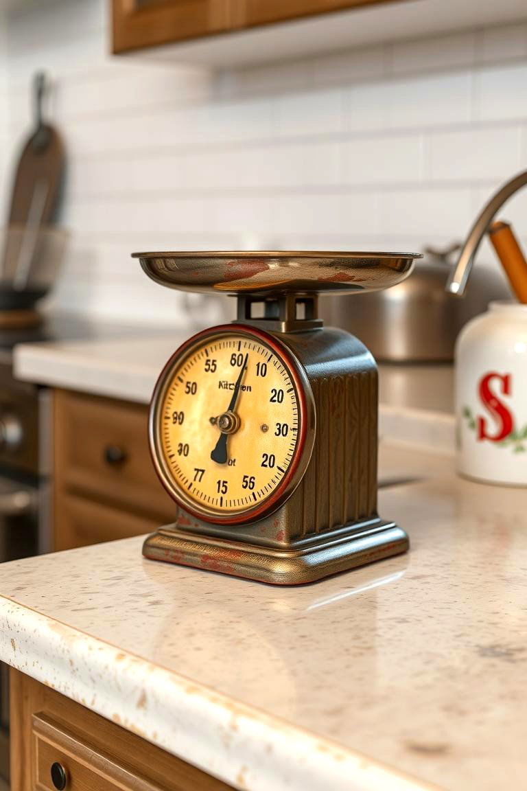 For a Touch of Nostalgia with Vintage Scales - 24 Kitchen Counter Decor Ideas