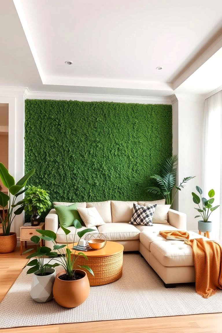 Forest Green Accent Wall - 24 Forest Green Living Room Ideas