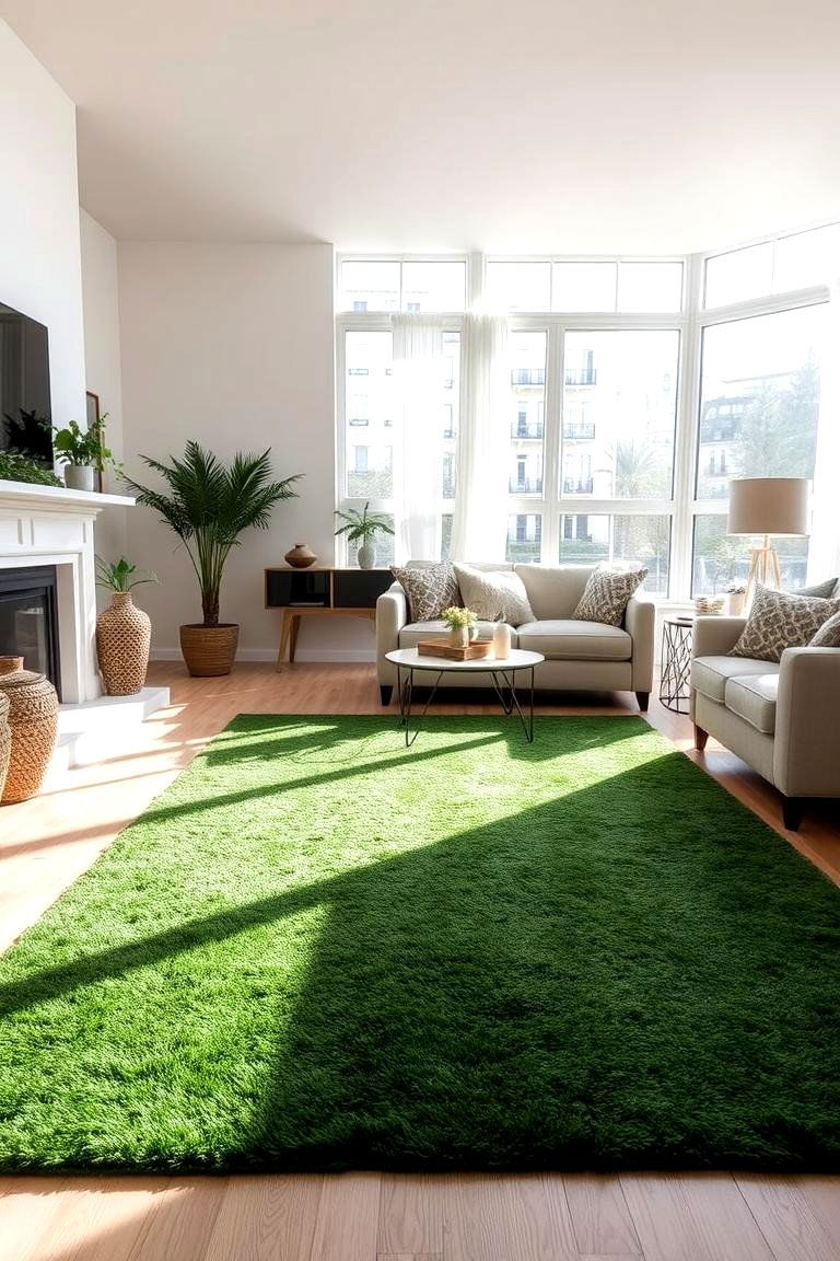 Forest Green Area Rug - 24 Forest Green Living Room Ideas