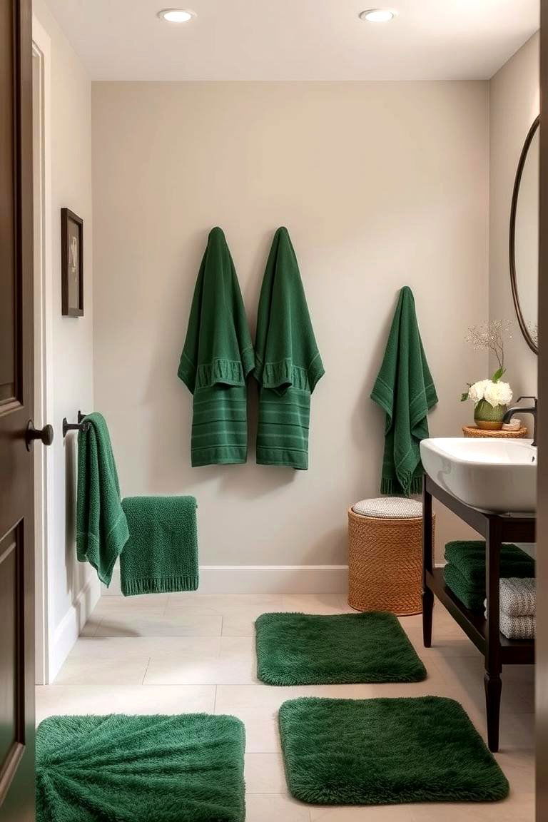 Forest Green Bath Mats and Towels for a Cozy Atmosphere - 24 Forest Green Bathroom Ideas