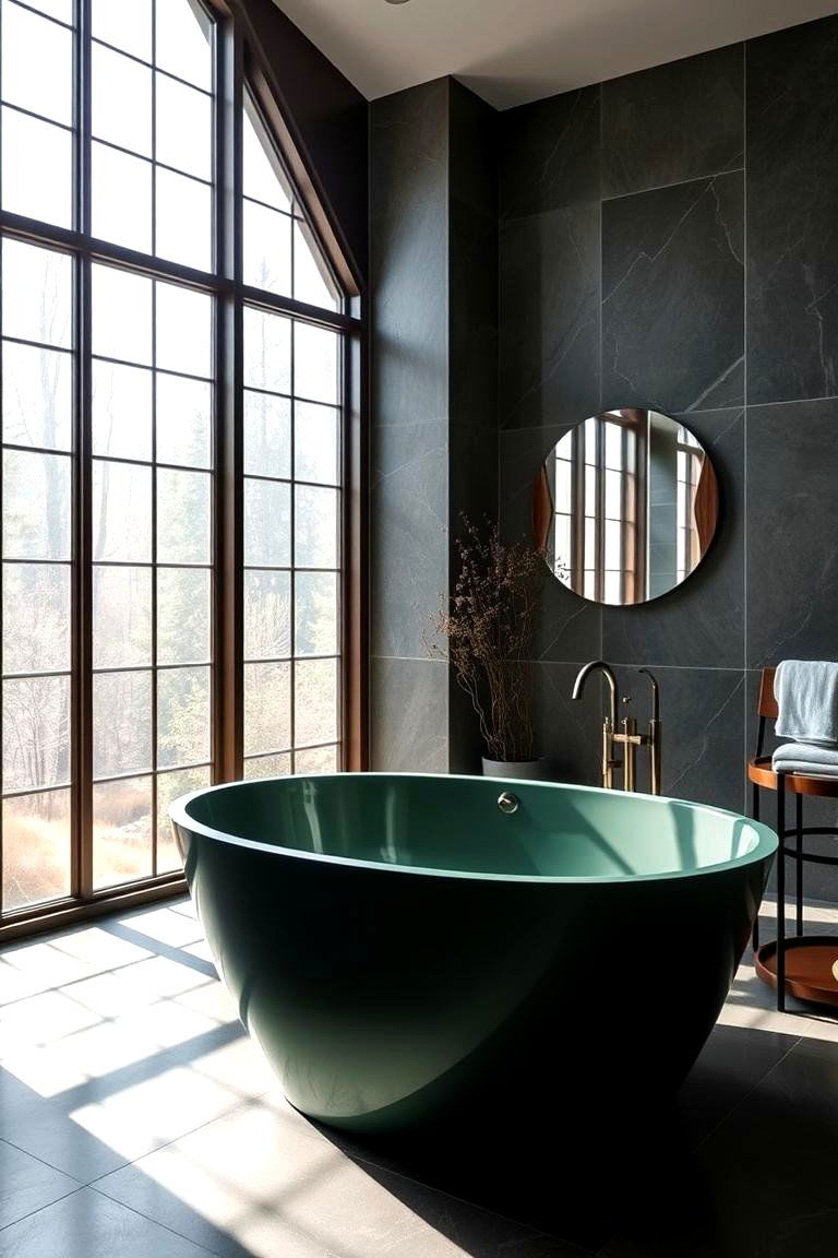 Forest Green Bathtub for a Statement Piece - 24 Forest Green Bathroom Ideas