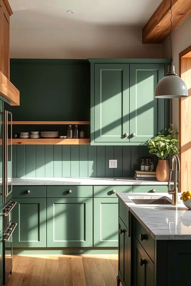 Forest Green Cabinets for a Natural Earthy Look - 24 Green Kitchen Cabinet Ideas
