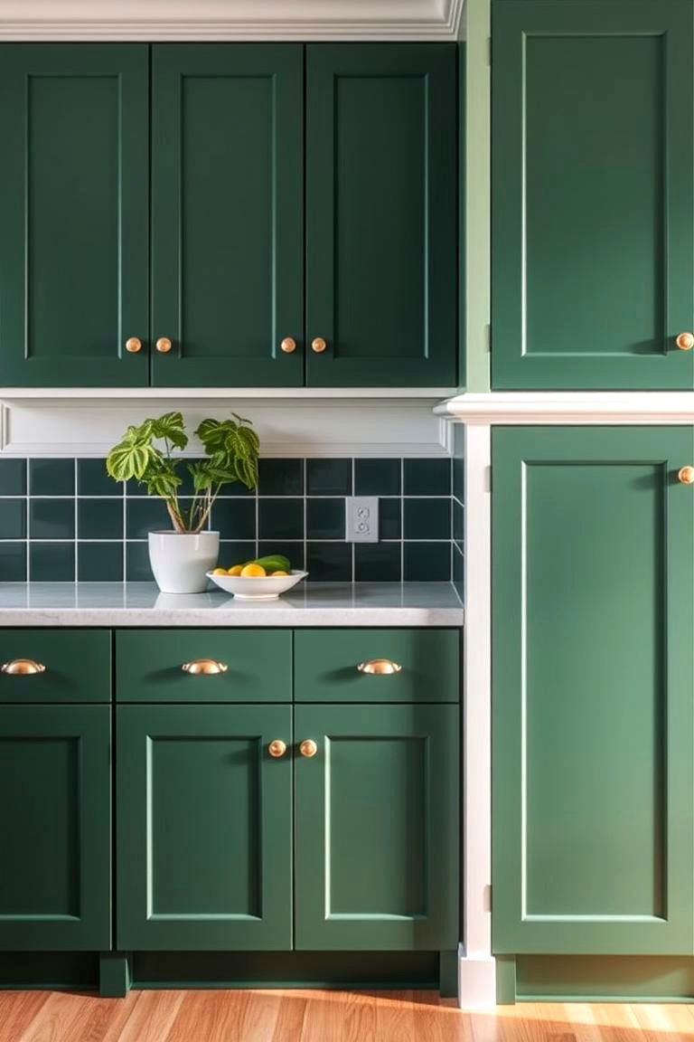 Forest Green Cabinets with White Trim - 24 Forest Green Kitchen Ideas