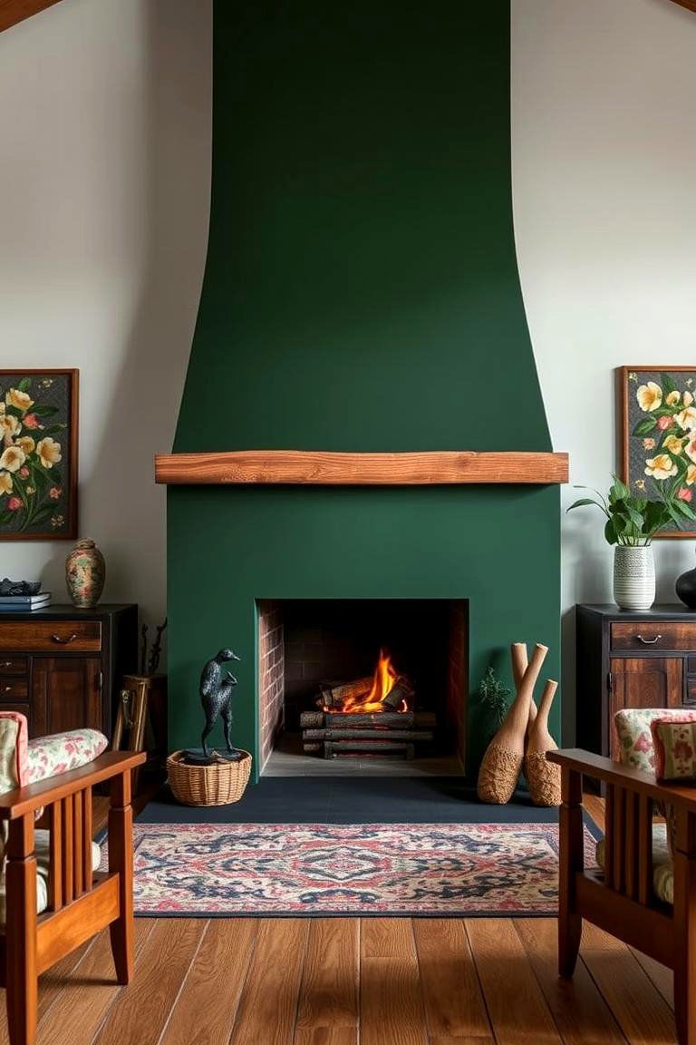 Forest Green Fireplace - 24 Fireplace Paint Ideas