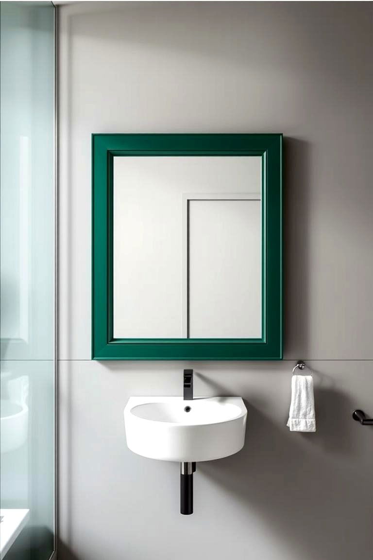 Forest Green Framed Mirror for a Sleek Look - 24 Forest Green Bathroom Ideas