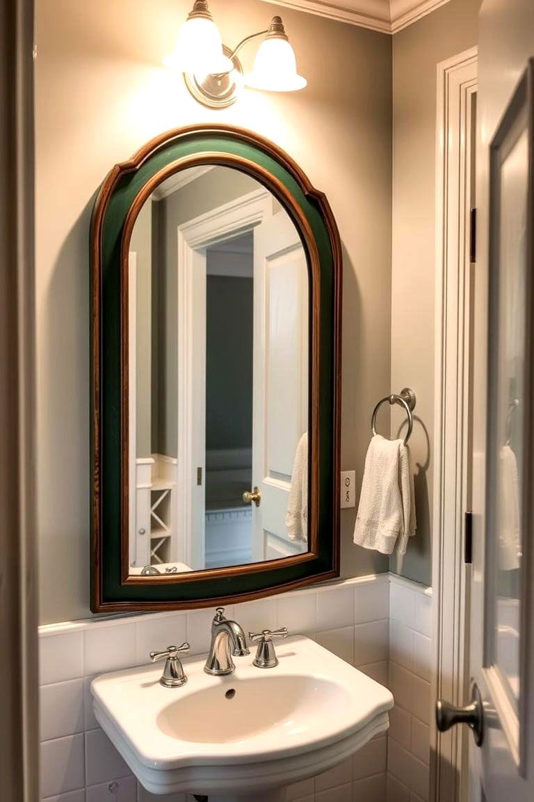 Forest Green Framed Mirror - 24 Green Bathroom Ideas