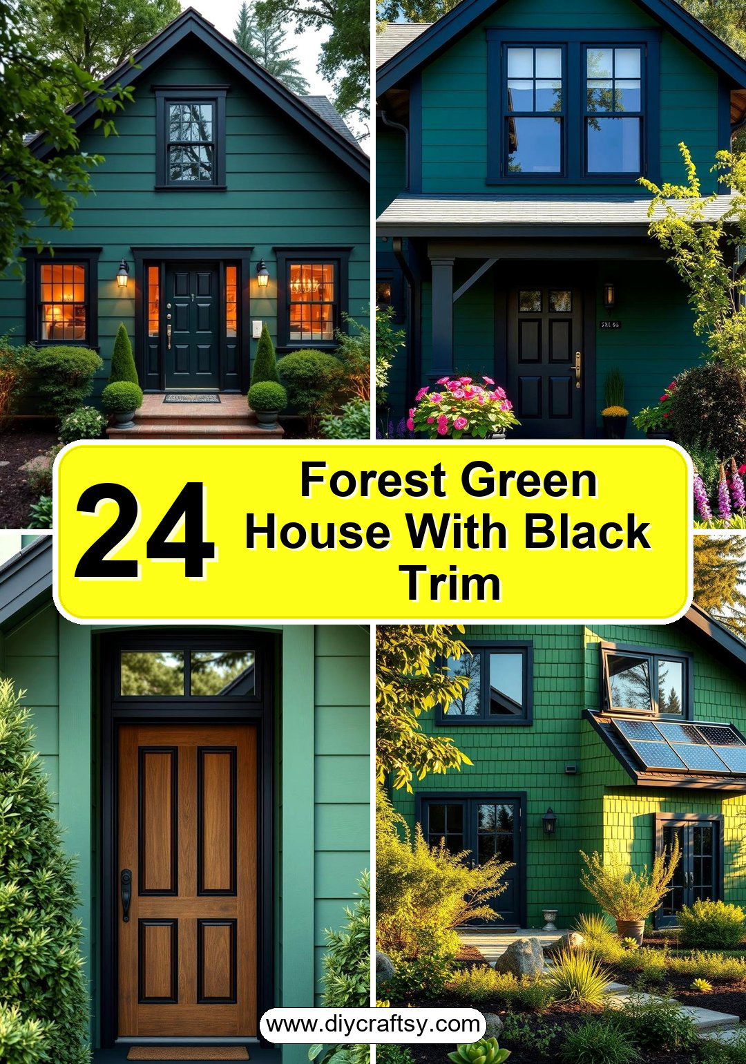 Forest Green House With Black Trim