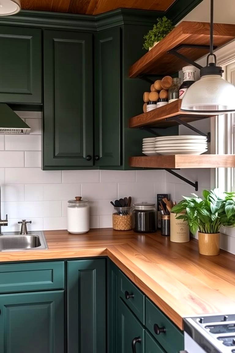 Forest Green Kitchen with Natural Wood Accents - 24 Forest Green Kitchen Ideas