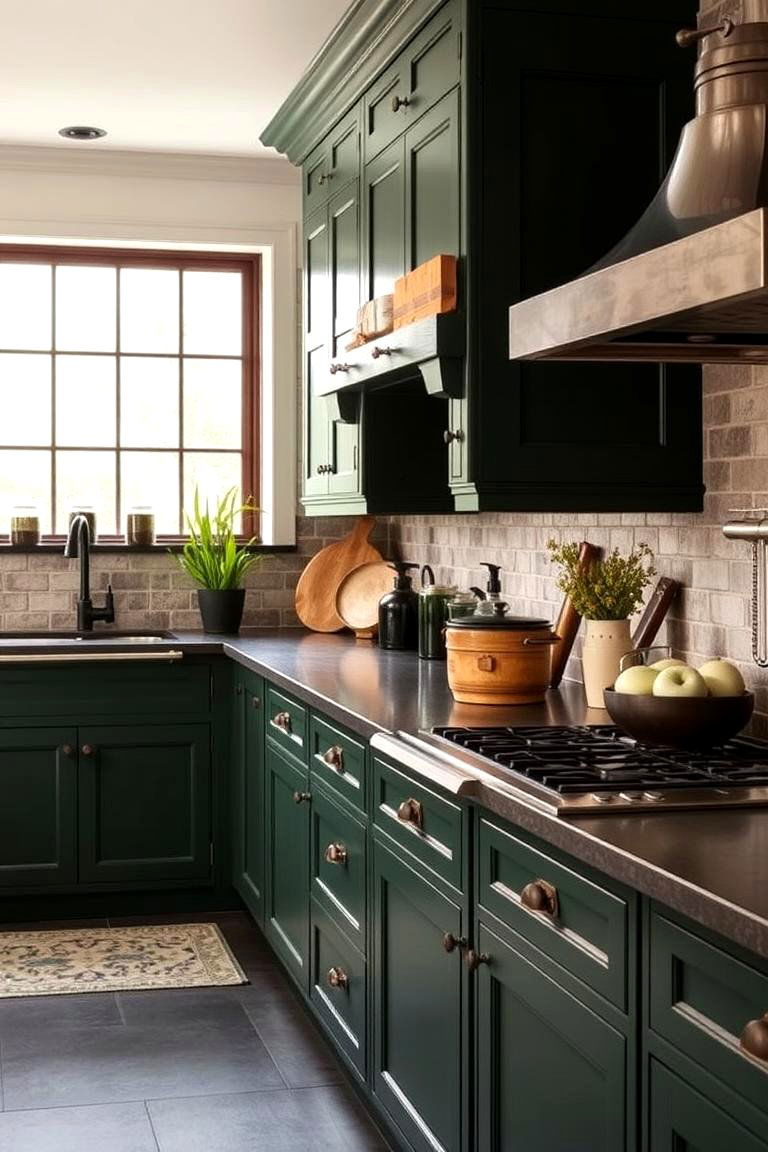 Forest Green Kitchen with Slate Countertops - 24 Forest Green Kitchen Ideas