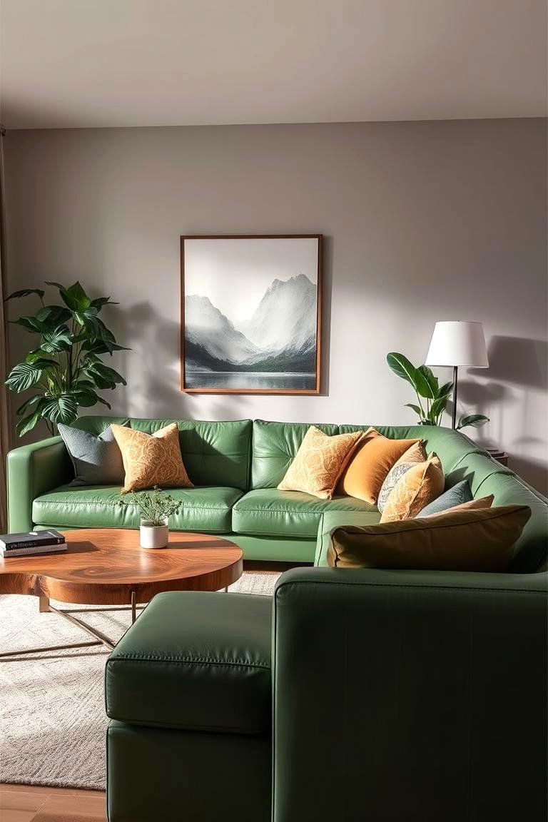 Forest Green Leather Sofa - 24 Forest Green Living Room Ideas