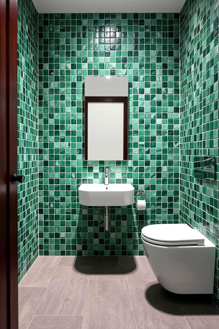 Forest Green Mosaic Tiles for a Fun Bold Look - 24 Forest Green Bathroom Ideas