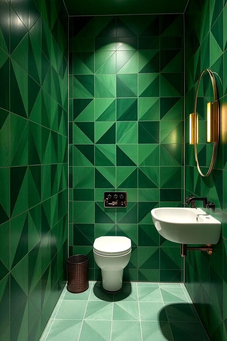 Forest Green Paint with Geometric Patterns - 24 Forest Green Bathroom Ideas