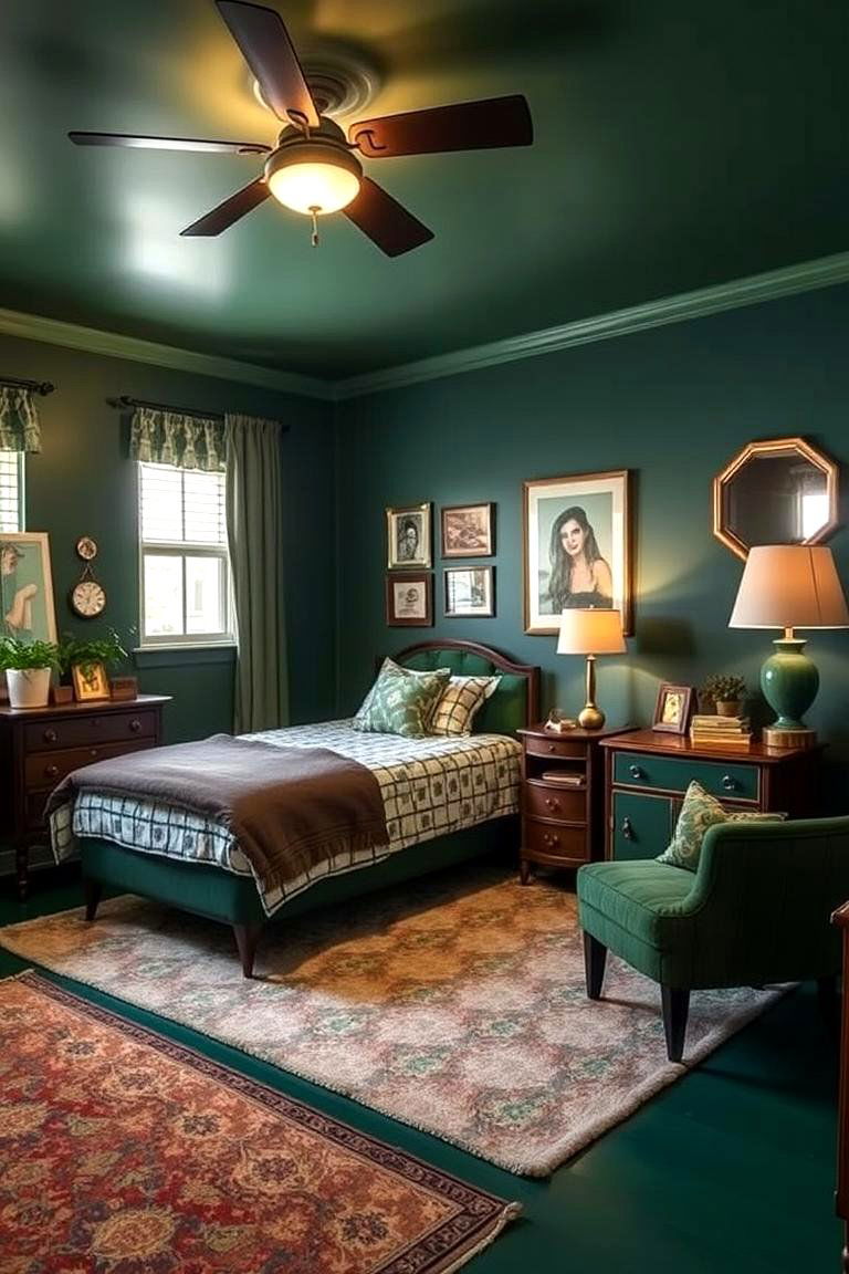 Forest Green Retro Revival - 24 Forest Green Bedroom Ideas